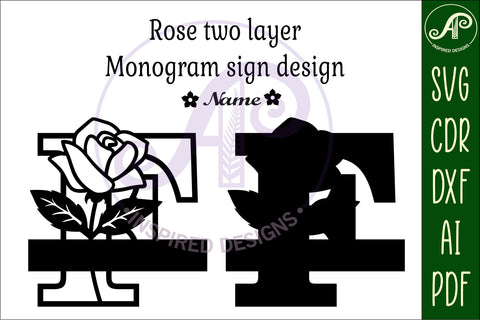 Rose Capital Monogram Letter F SVG SVG APInspireddesigns 