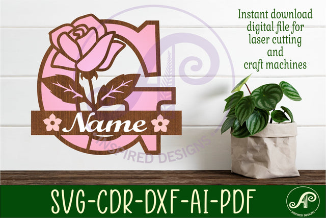 Rose Capital Monogram Letter G SVG SVG APInspireddesigns 