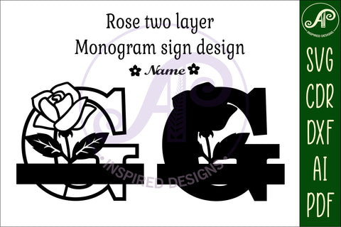 Rose Capital Monogram Letter G SVG SVG APInspireddesigns 