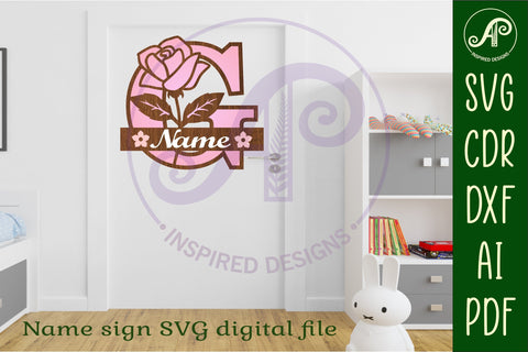 Rose Capital Monogram Letter G SVG SVG APInspireddesigns 