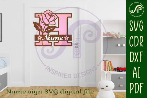 Rose Capital Monogram Letter H SVG SVG APInspireddesigns 