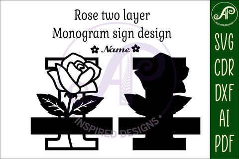 Rose Capital Monogram Letter I SVG SVG APInspireddesigns 