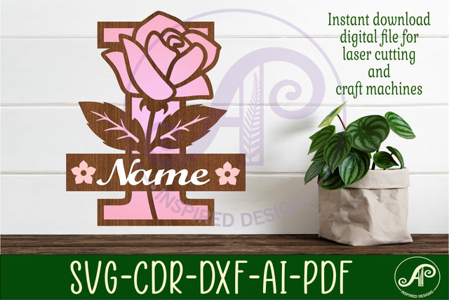 Rose Capital Monogram Letter I SVG SVG APInspireddesigns 