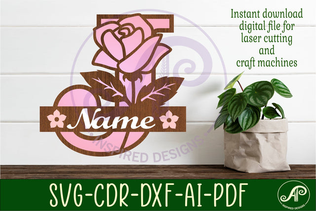 Rose Capital Monogram Letter J SVG SVG APInspireddesigns 