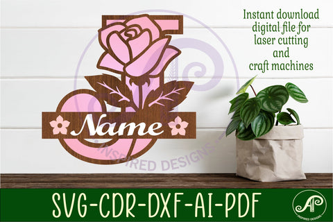 Rose Capital Monogram Letter J SVG SVG APInspireddesigns 