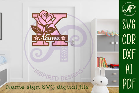 Rose Capital Monogram Letter K SVG SVG APInspireddesigns 