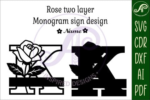 Rose Capital Monogram Letter K SVG SVG APInspireddesigns 