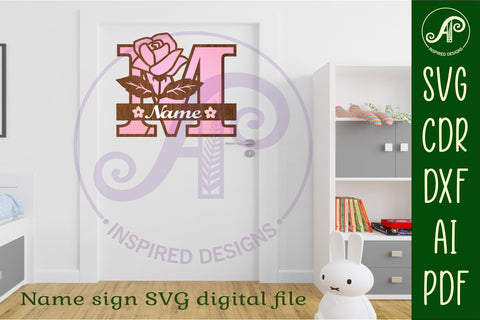 Rose Capital Monogram Letter M SVG SVG APInspireddesigns 