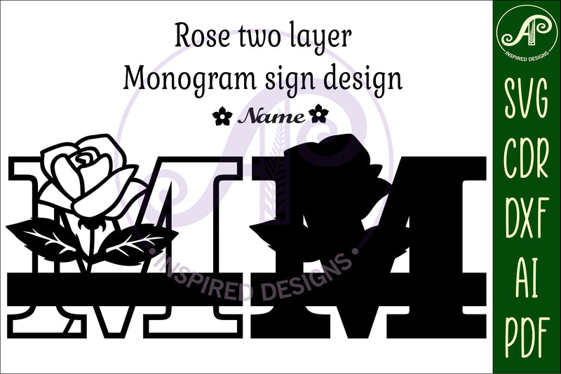 Rose Capital Monogram Letter M SVG - So Fontsy