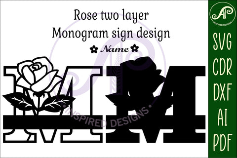 Rose Capital Monogram Letter M SVG SVG APInspireddesigns 