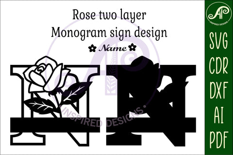 Rose Capital Monogram Letter N SVG SVG APInspireddesigns 