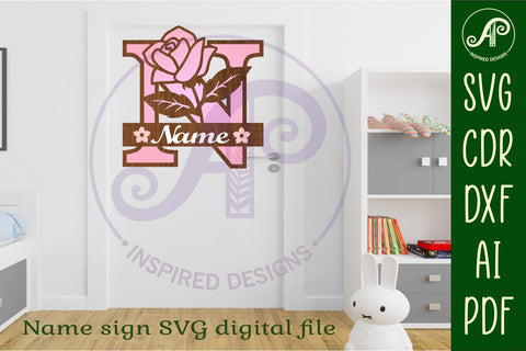 Rose Capital Monogram Letter N SVG SVG APInspireddesigns 