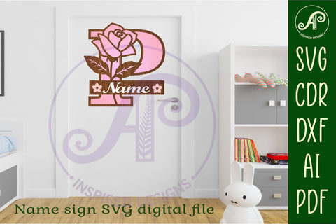 Rose Capital Monogram Letter P SVG SVG APInspireddesigns 
