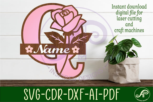 Rose Capital Monogram Letter Q SVG SVG APInspireddesigns 