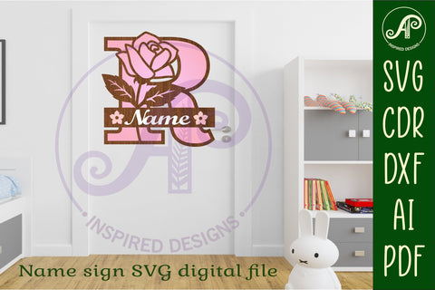 Rose Capital Monogram Letter R SVG SVG APInspireddesigns 