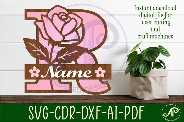 Rose Capital Monogram Letter R SVG SVG APInspireddesigns 