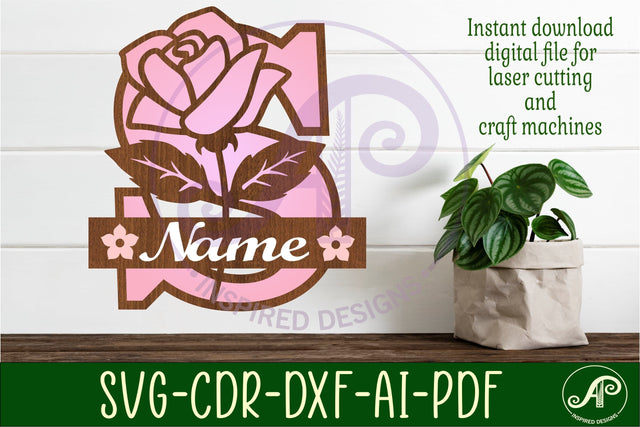 Rose Capital Monogram Letter S SVG SVG APInspireddesigns 