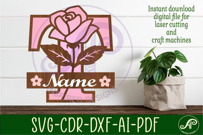 Rose Capital Monogram Letter T SVG SVG APInspireddesigns 