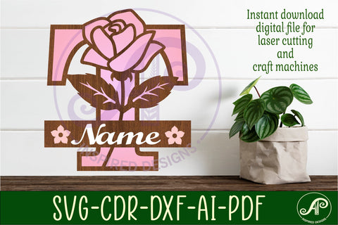 Rose Capital Monogram Letter T SVG SVG APInspireddesigns 