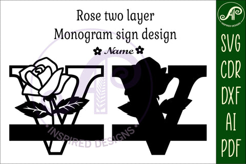 Rose Capital Monogram Letter V SVG SVG APInspireddesigns 