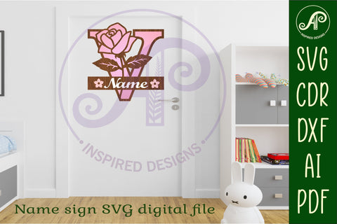 Rose Capital Monogram Letter V SVG SVG APInspireddesigns 