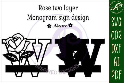 Rose Capital Monogram Letter W SVG SVG APInspireddesigns 