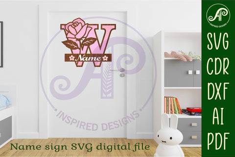 Rose Capital Monogram Letter W SVG SVG APInspireddesigns 