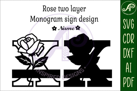 Rose Capital Monogram Letter X SVG SVG APInspireddesigns 