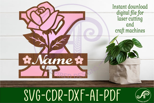 Rose Capital Monogram Letter X SVG SVG APInspireddesigns 