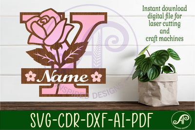 Rose Capital Monogram Letter Y SVG SVG APInspireddesigns 