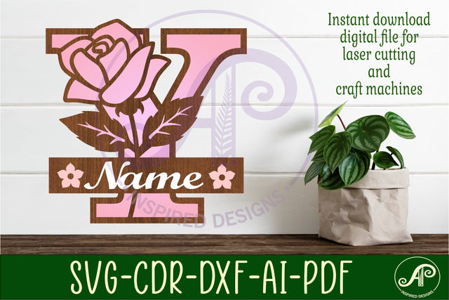 Rose Capital Monogram Letter Y SVG SVG APInspireddesigns 