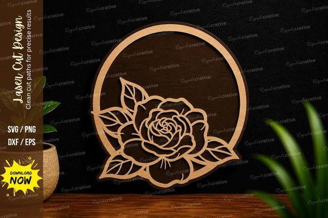 Rose Circle Floral Frame SVG Laser Cut Svg Design SVG Regulrcrative 