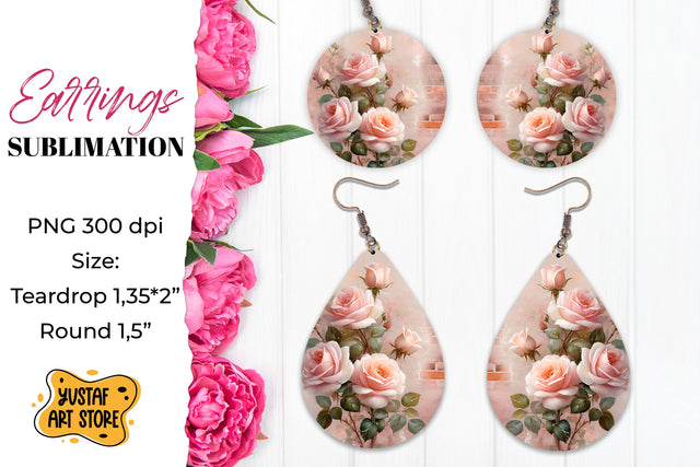 Rose Earrings Sublimation. Vintage earrings design Sublimation Yustaf Art Store 