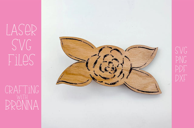 Rose Engraved Hair Clip Laser SVG File SVG Crafting With Brenna 