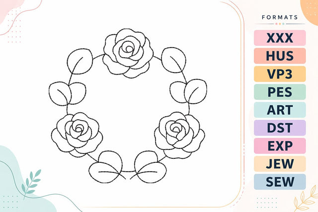 Rose Floral Wreath | Flower Embroidery Design Embroidery/Applique DESIGNS sg embroidery 