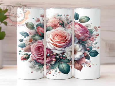 Rose Flower 20oz Tumbler Wrap, Spring Floral Design, 20oz Sublimation Tumbler, Flower Drinkware, Floral Gift for Her, Spring Decor Tumbler, Custom Rose Drinkware Sublimation Lara' s Designs 
