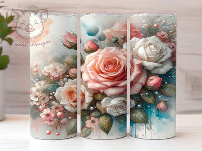 Rose Flower 20oz Tumbler Wrap, Spring Floral Design, 20oz Sublimation Tumbler, Flower Drinkware, Floral Gift for Her, Spring Decor Tumbler, Custom Rose Drinkware Sublimation Lara' s Designs 