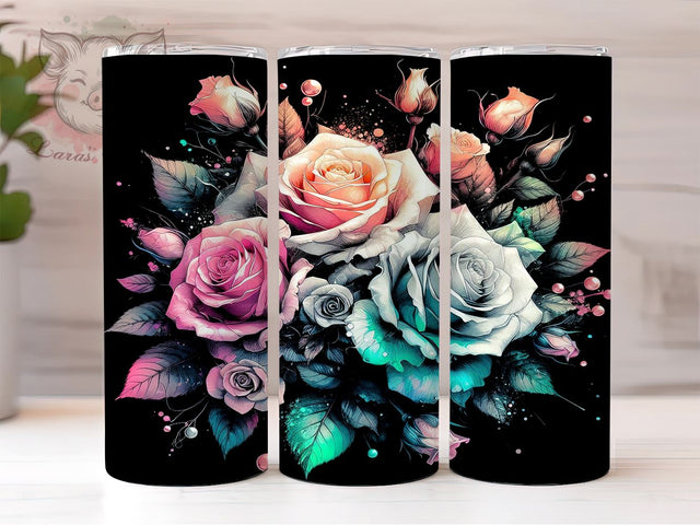 Rose Flower 20oz Tumbler Wrap, Spring Floral Design, 20oz Sublimation Tumbler, Flower Drinkware, Floral Gift for Her, Spring Decor Tumbler, Custom Rose Drinkware Sublimation Lara' s Designs 