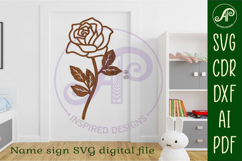 Rose flower cut out wall sign laser cut file SVG APInspireddesigns 