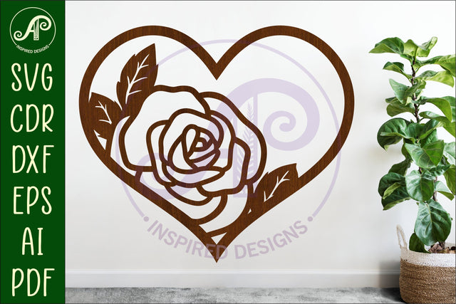 Rose flower heart wall sign, SVG file. SVG APInspireddesigns 