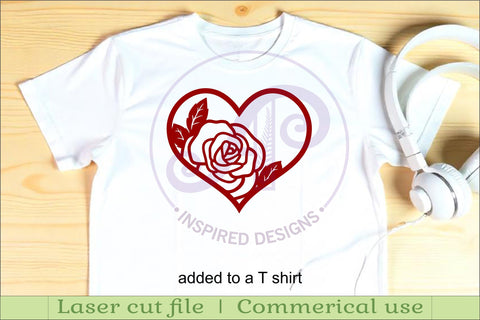 Rose flower heart wall sign, SVG file. SVG APInspireddesigns 