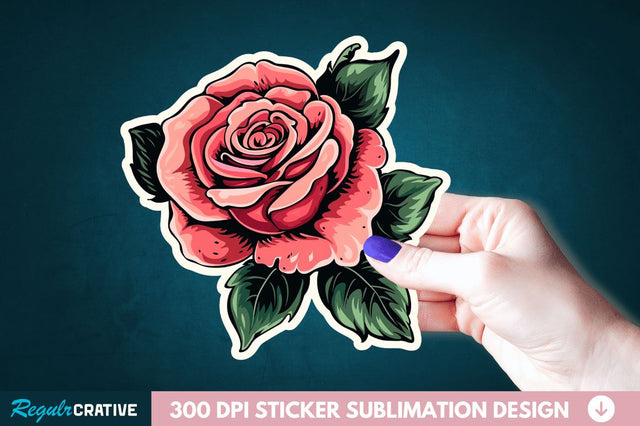 Rose Flower Sticker Clipart Sublimation Regulrcrative 