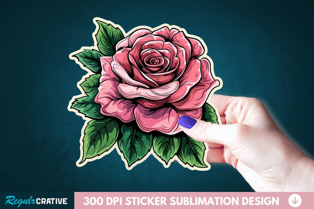 Rose Flower Sticker Clipart Sublimation Regulrcrative 
