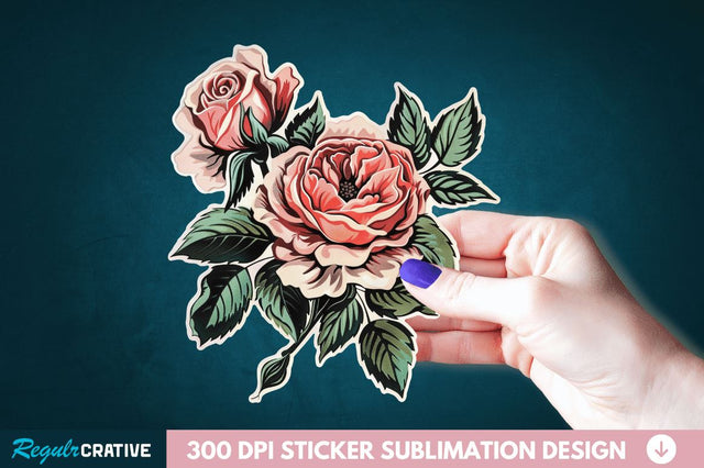 Rose Flower Sticker Clipart Sublimation Regulrcrative 