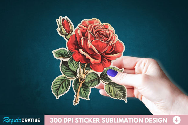 Rose Flower Sticker Clipart Sublimation Regulrcrative 