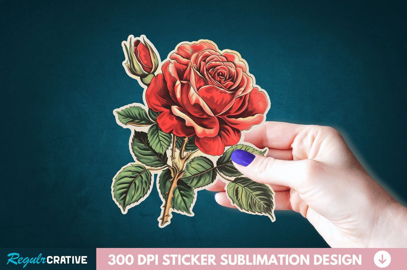 Rose Flower Sticker Clipart Sublimation Regulrcrative 