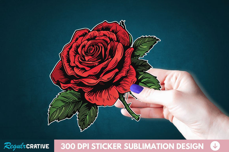 Rose Flower Sticker Clipart Sublimation Regulrcrative 