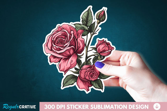 Rose Flower Sticker Clipart Sublimation Regulrcrative 