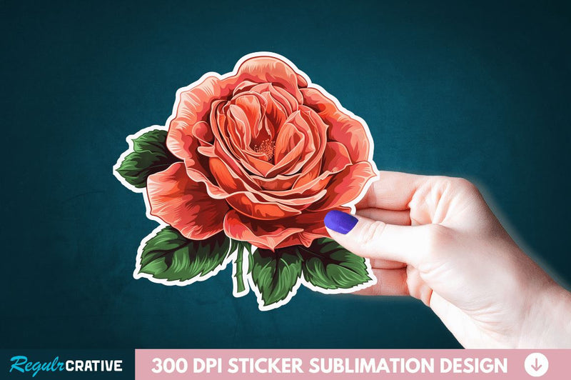 Rose Flower Sticker Clipart Sublimation Regulrcrative 