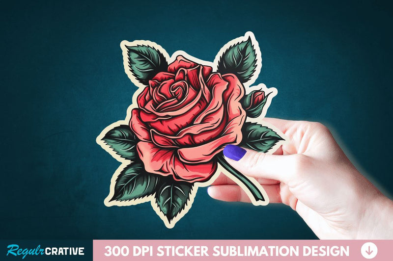 Rose Flower Sticker Clipart Sublimation Regulrcrative 